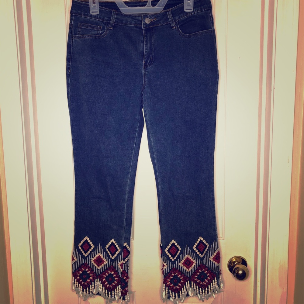 Boston Proper embellished cropped jean